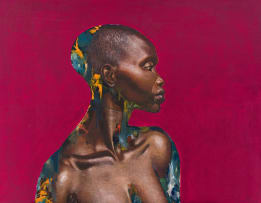 Loyiso Mkize; Nude in Profile with Red