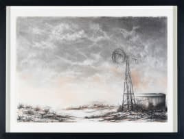 Jan Maanda Tshikhuthula; Landscape with Windmill and Reservoir