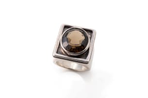 Margaret Richardson rectangular smoky quartz ring