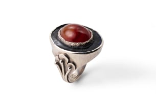 Else Wongtschowsky enamel and carnelian ring