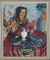 Maud Sumner; Still Life with Nude Figure and Vases of Flowers