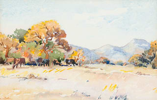 Walter Battiss; Landscape with Cattle