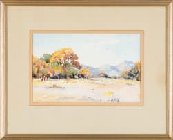Walter Battiss; Landscape with Cattle