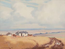 Willem Hermanus Coetzer; Rural Landscape with Huts