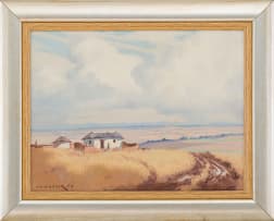 Willem Hermanus Coetzer; Rural Landscape with Huts