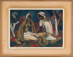 Maurice van Essche; Two Seated Women