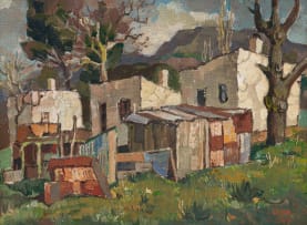 Gregoire Boonzaier; Landscape with Buildings and Mountain in the Distance