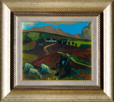 Maggie Laubser; Shepherd with Sheep (recto); Harvesters (verso)