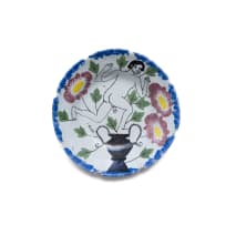Hylton Nel; Plate decorated with pot, plant and nude
