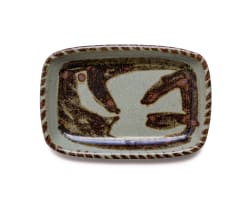 Esias Bosch; Rectangular platter decorated with bird