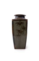 Tim Morris; Tall rectangular vase with floral decoration