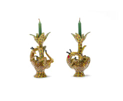 Victor Mtshali; Candlesticks decorated with giraffes and leaves
