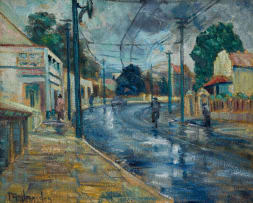 Piet van Heerden; Rainy Street Scene