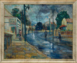 Piet van Heerden; Rainy Street Scene