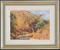 Willem Hermanus Coetzer; Landscape with Walking Figures
