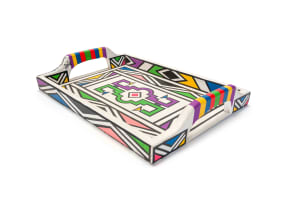 Esther Mahlangu; Untitled (Tray with Ndebele Pattern)