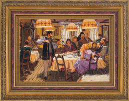 Adriaan Boshoff; Restaurant Interior with Violinist
