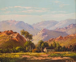 Tinus de Jongh; Mountain Landscape Cottage