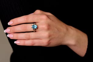 Aquamarine and diamond cocktail ring
