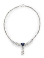 Iolite and diamond necklace