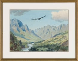 John Cyril Harrison; Mountain Landscape with Soaring Eagle