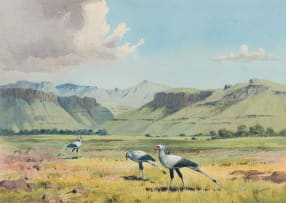 John Cyril Harrison; Landscape with Secretary Birds