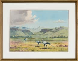 John Cyril Harrison; Landscape with Secretary Birds