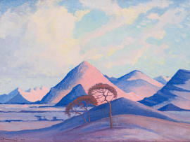 Jacob Hendrik Pierneef; Mountain Landscape with Trees