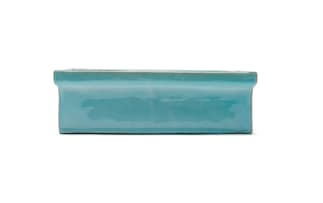 Linn Ware; Blue rectangular trough pot with flower frog