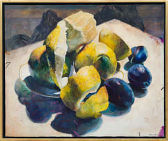 Louis van Heerden; Still Life with Peeled Lemons and Plums