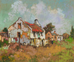 Conrad Theys; Landscape with Cottage and Figures