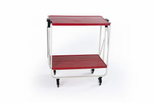 FRZ Metallwarenfabrik; Two-tier folding metal trolley for FRZ, Germany