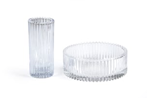 Soga; Ribbed vase and bowl