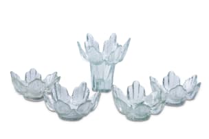 Set of glass 'Flair' range cactus candle holders, in sizes