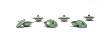 Linn Ware; Lidded soup bowls, six