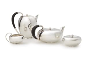 A Georg Jensen silver tea set, designed by Johan Rhode, 1856-1935