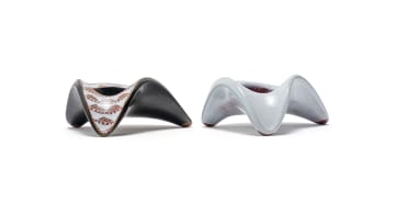 Kalahari Studio; Pair of three-footed organic-shaped bowls