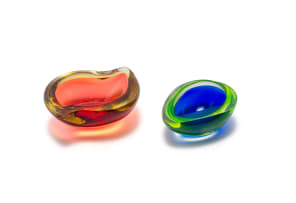 Murano; Two Sommerso geode bowls