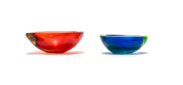 Murano; Two Sommerso geode bowls