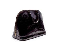 Louis Vuitton; An Amarante Monogram Vernis Alma GM Handbag with Gold-Tone Hardware