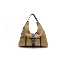 ESCADA; A Khaki and Zeus Brown Escada Sport Hobo Shoulder Bag with Tungsten-Toned Hardware