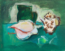 Carl Büchner; Still Life with Teapot and Jugs