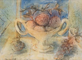 Christo Coetzee; Still Life with White Bowl and Fruit