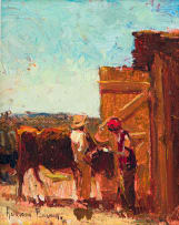 Adriaan Boshoff; Barn Door, Two Figures and Cattle