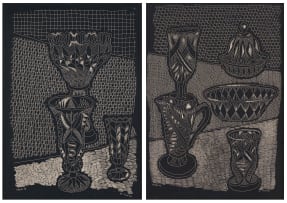 Andrew Verster; Still life with Glassware, two