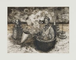 Judy Woodborne; Surreal Scene with Man in Boat
