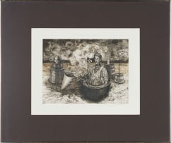 Judy Woodborne; Surreal Scene with Man in Boat