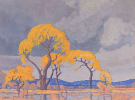 Jacob Hendrik Pierneef; Landscape with Blooming Acacias