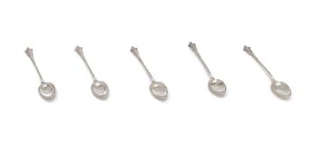 Five Edward VII Albany pattern silver teaspoons, William Devenport, Birmingham, 1903