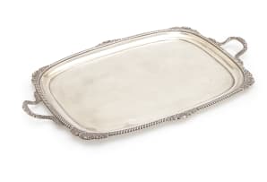 A Victorian silver tray, possibly Charles Boyton, makers marks worn, London 1898